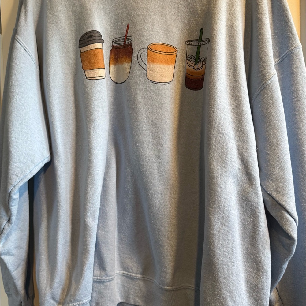 Women's Light Blue Coffee Graphic Sweatshirt